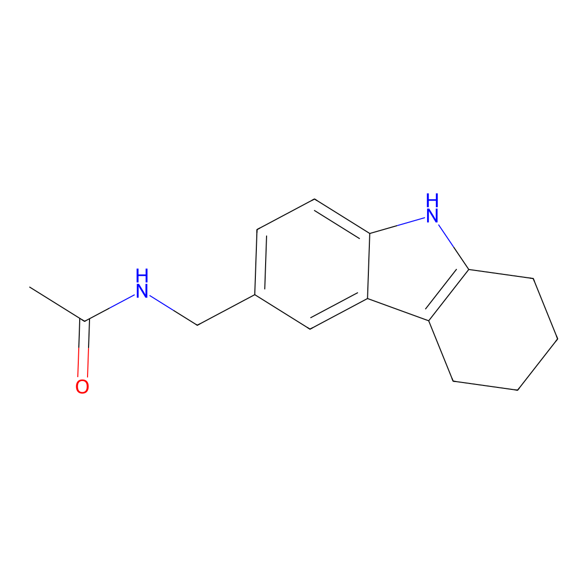 N-((2,3,4,9-tetrahydro-1H-carbazol-6-yl)methyl)acetamide molecular structure, CAS 708245-11-8