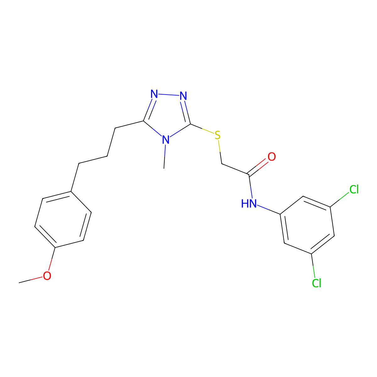 N-(3,5-dichlorophenyl)-2-[[5-[3-(4-methoxyphenyl)propyl]-4-methyl-1,2,4-triazol-3-yl]sulfanyl]acetamide molecular structure, CAS 708245-21-0