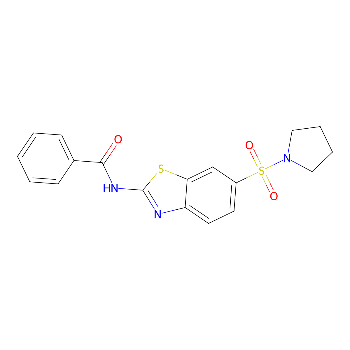 N-(6-pyrrolidin-1-ylsulfonyl-1,3-benzothiazol-2-yl)benzamide molecular structure, CAS 708245-27-6