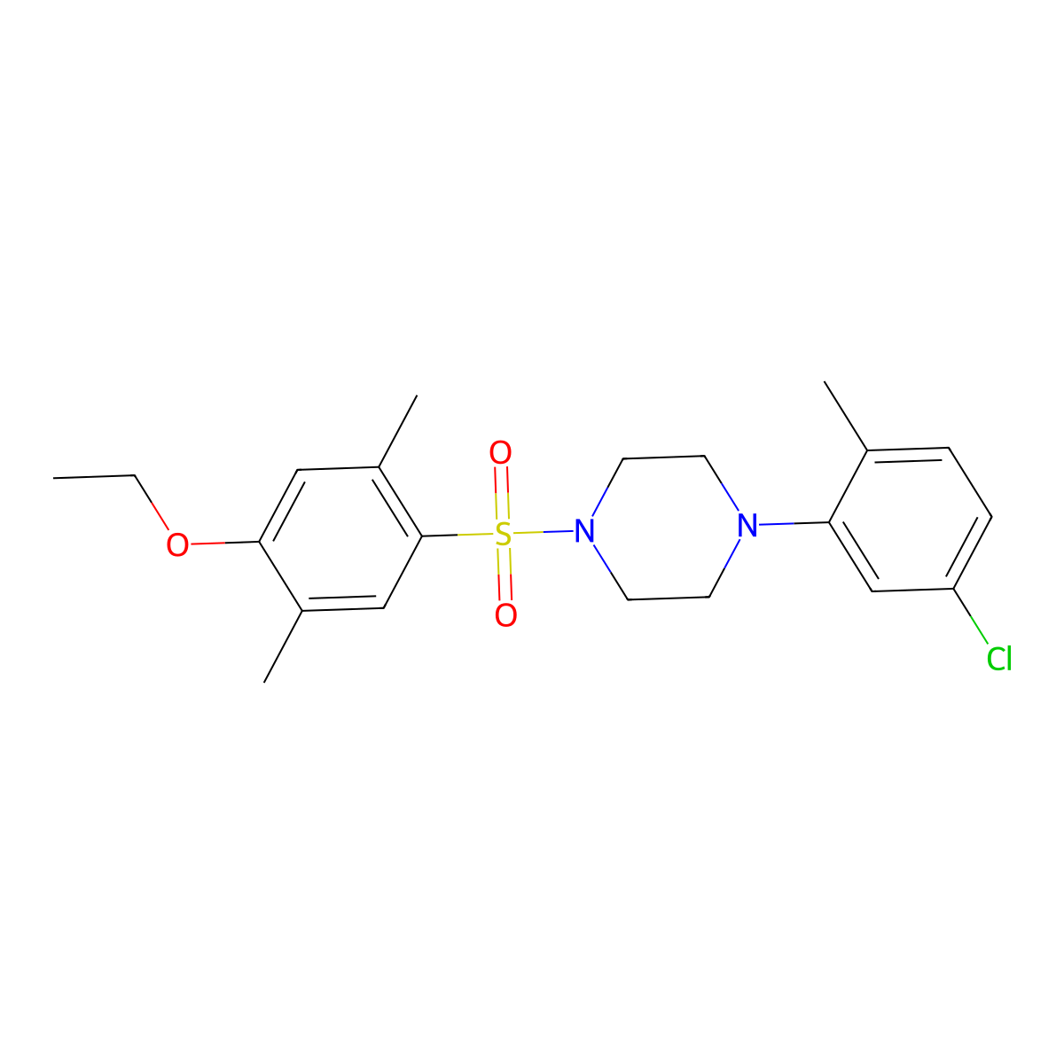 1-(5-Chloro-2-methylphenyl)-4-(4-ethoxy-2,5-dimethylbenzenesulfonyl)piperazine molecular structure, CAS 708245-40-3