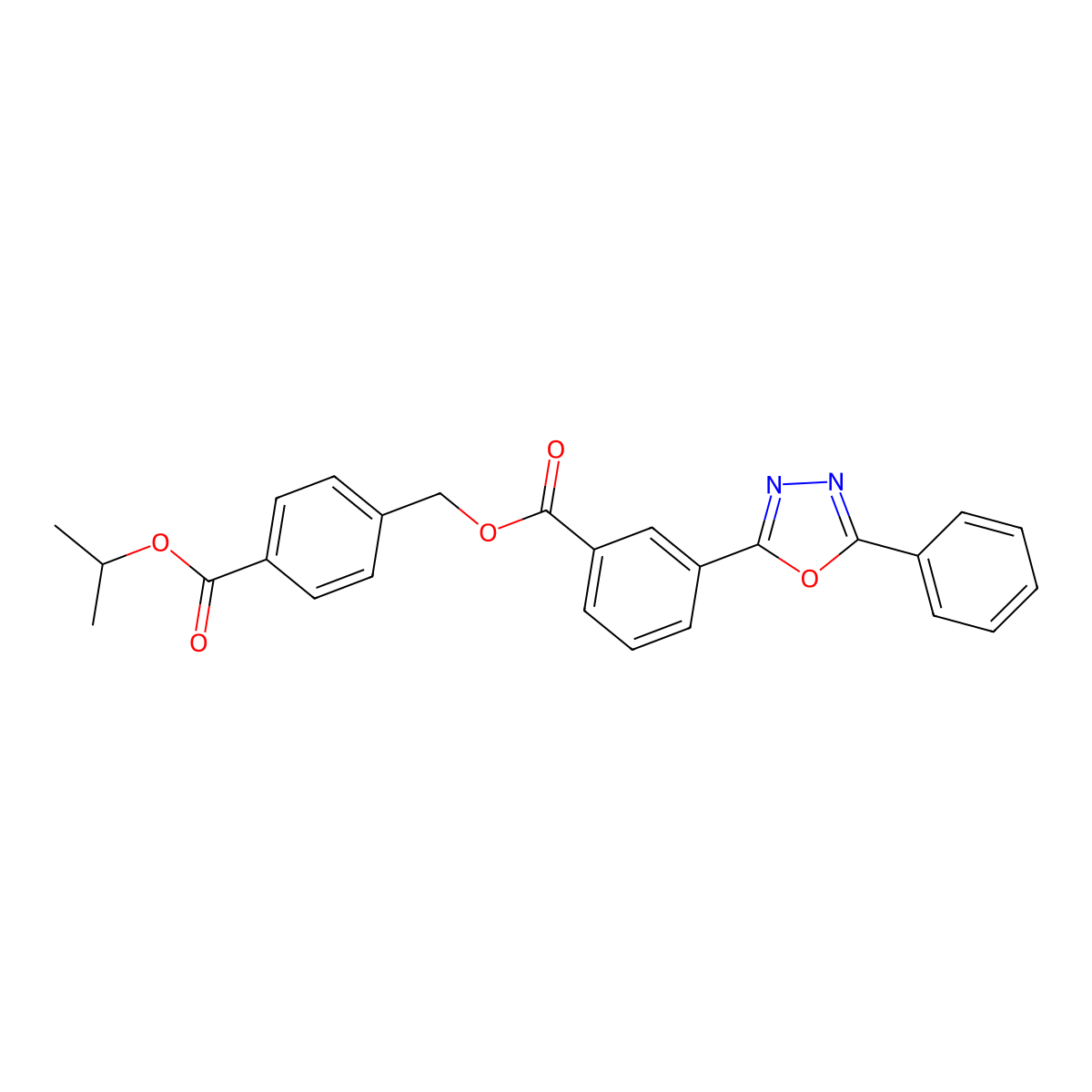 4-(Isopropoxycarbonyl)benzyl 3-(5-phenyl-1,3,4-oxadiazol-2-yl)benzoate molecular structure, CAS 708245-41-4