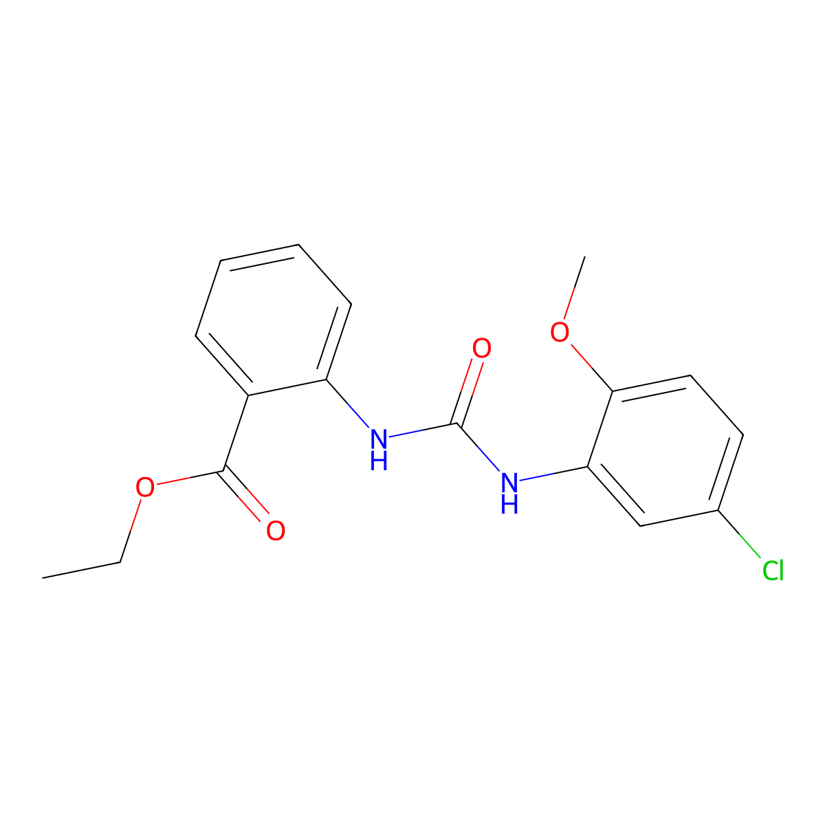 Ethyl 2-{[(5-chloro-2-methoxyphenyl)carbamoyl]amino}benzoate molecular structure, CAS 708245-45-8