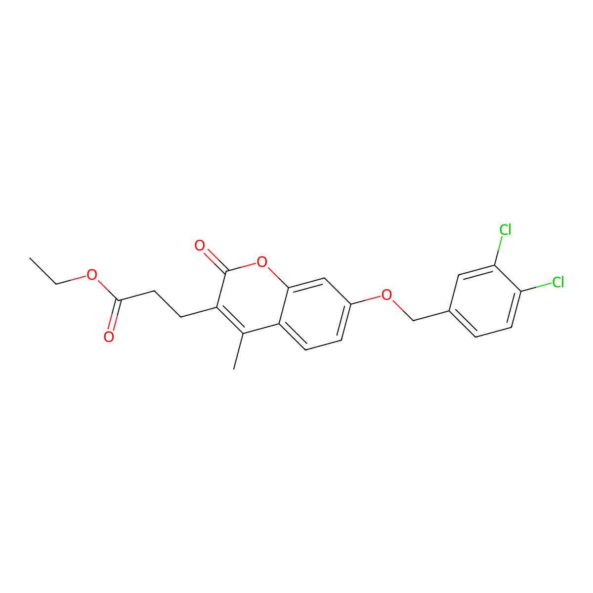 ethyl 3-{7-[(3,4-dichlorobenzyl)oxy]-4-methyl-2-oxo-2H-chromen-3-yl}propanoate molecular structure, CAS 708245-63-0