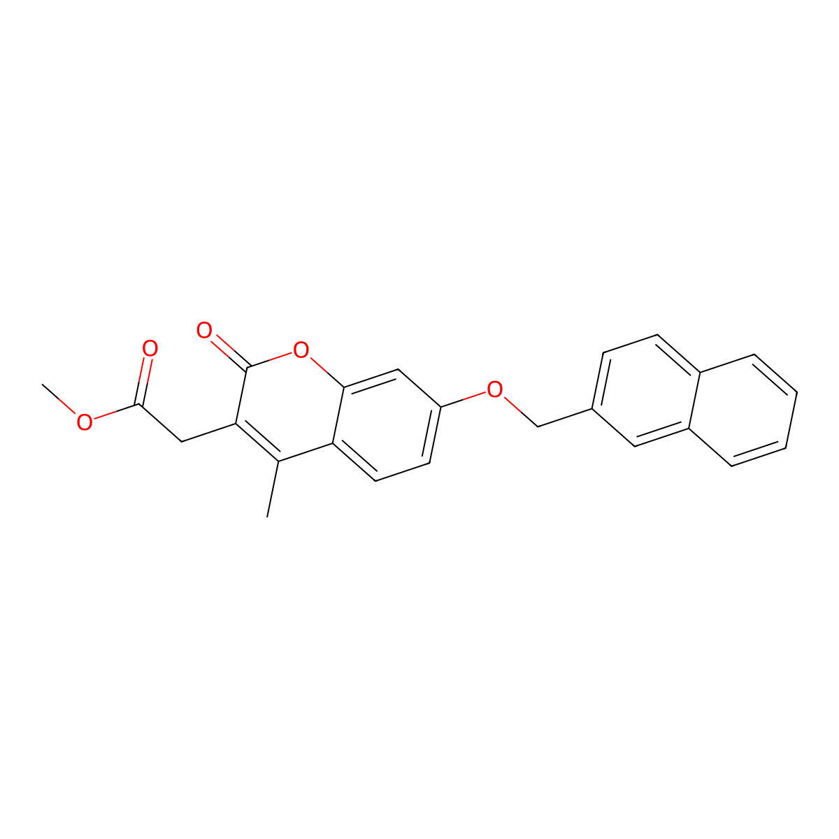methyl [4-methyl-7-(naphthalen-2-ylmethoxy)-2-oxo-2H-chromen-3-yl]acetate molecular structure, CAS 708245-77-6