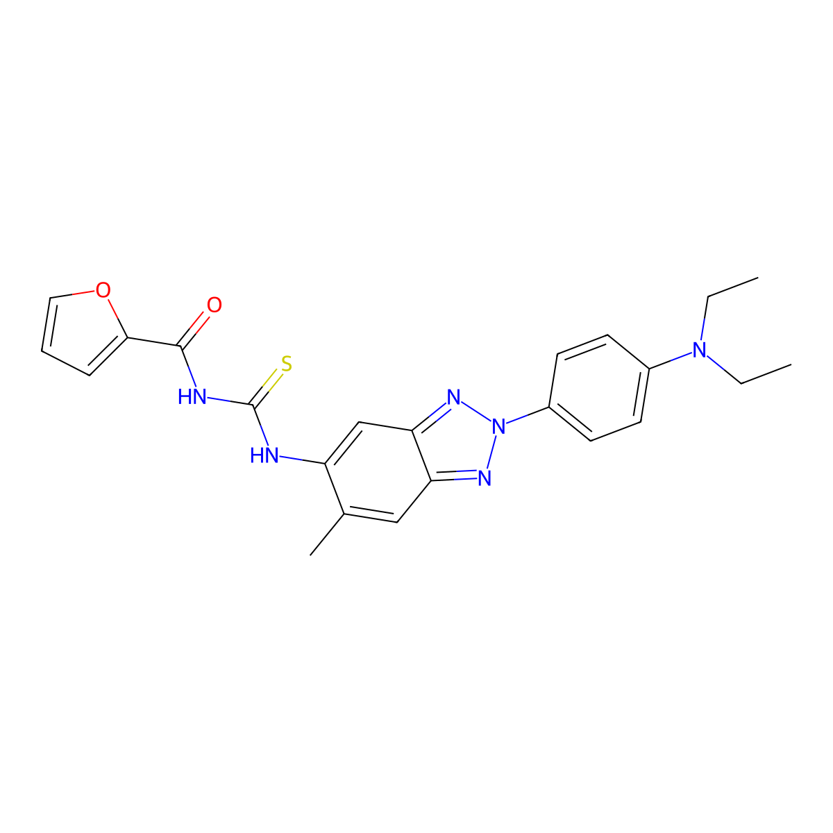 N-[[2-[4-(diethylamino)phenyl]-6-methylbenzotriazol-5-yl]carbamothioyl]furan-2-carboxamide molecular structure, CAS 708245-78-7