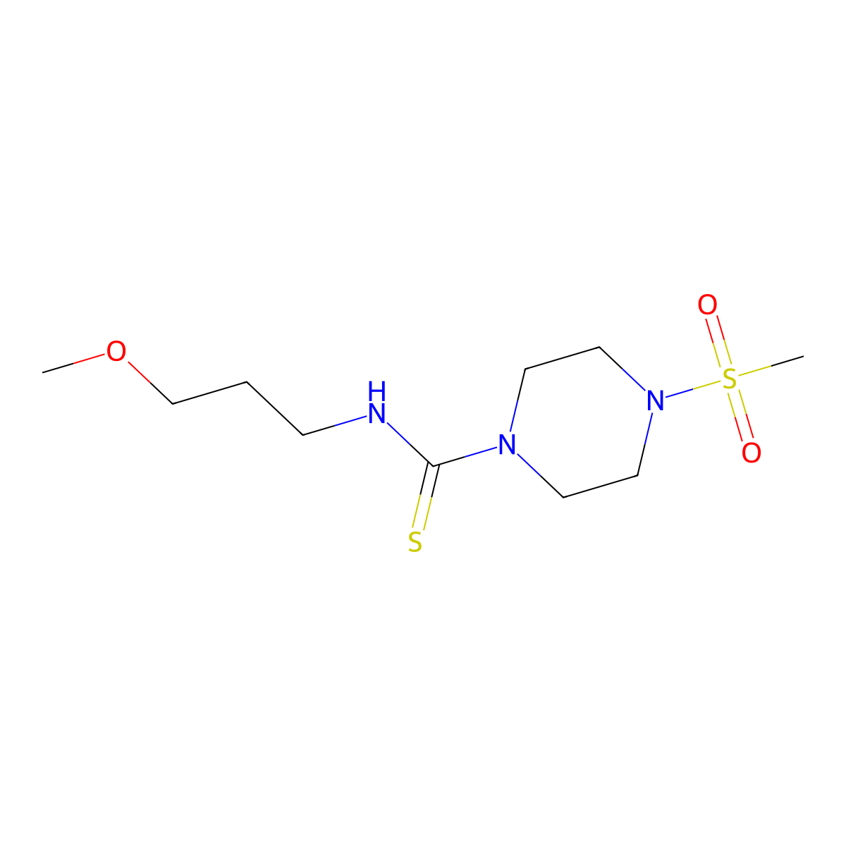 N-(3-methoxypropyl)-4-(methylsulfonyl)-1-piperazinecarbothioamide molecular structure, CAS 708245-93-6