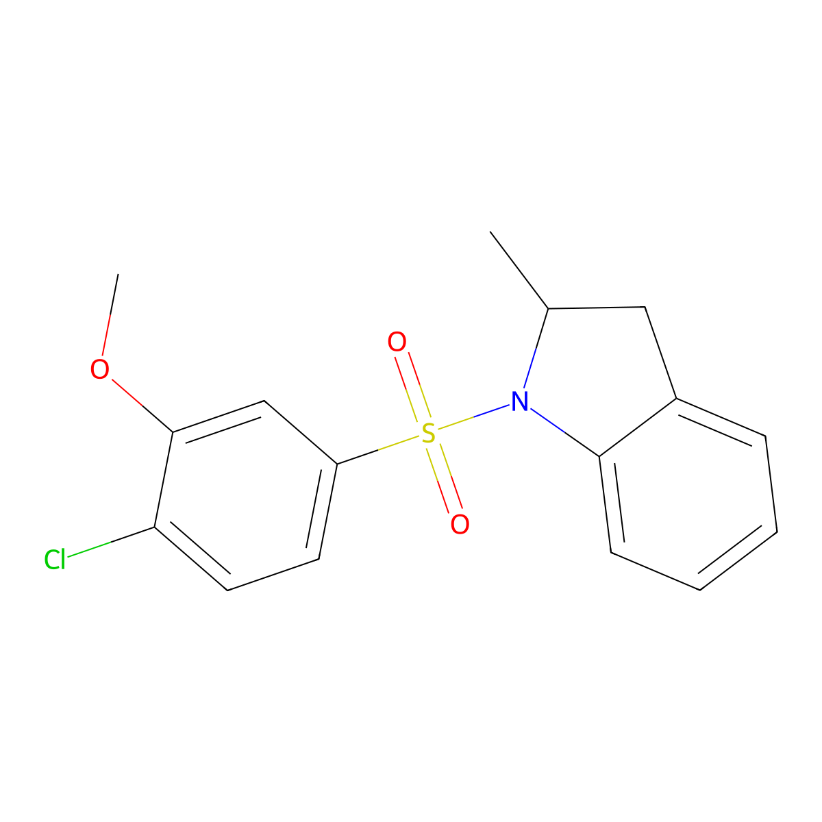 1-[(4-Chloro-3-methoxyphenyl)sulfonyl]-2-methylindoline molecular structure, CAS 708246-05-3