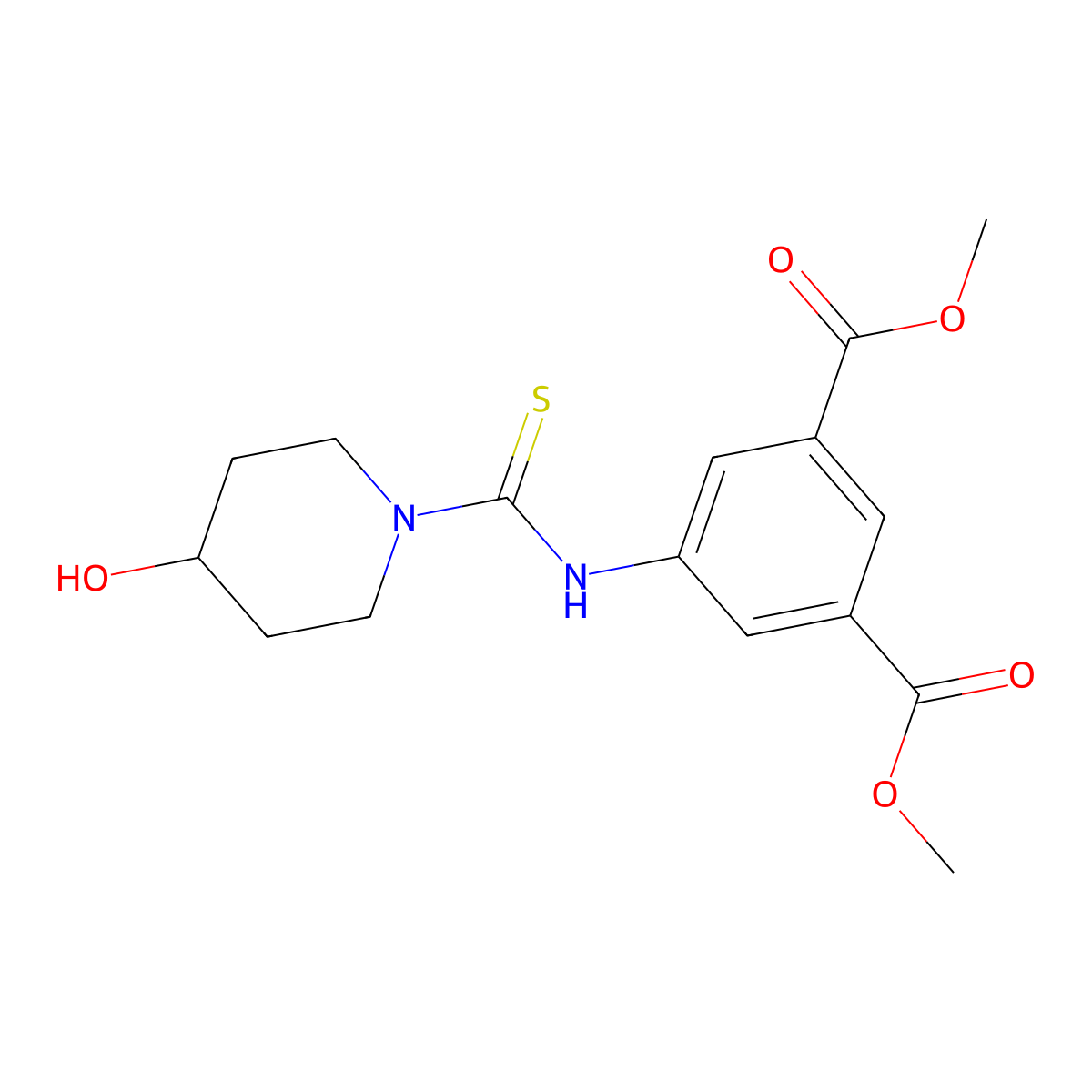 Methyl 5-{[(4-hydroxypiperidyl)thioxomethyl]amino}-3-(methoxycarbonyl)benzoate molecular structure, CAS 708246-17-7