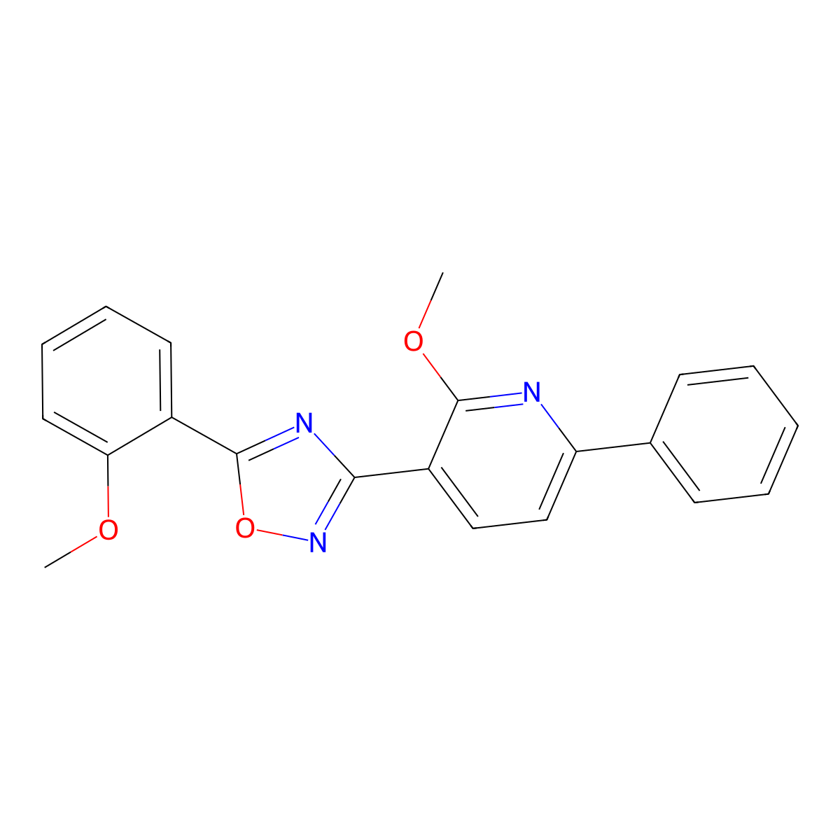 2-Methoxy-3-[5-(2-methoxyphenyl)-1,2,4-oxadiazol-3-yl]-6-phenylpyridine molecular structure, CAS 708246-18-8