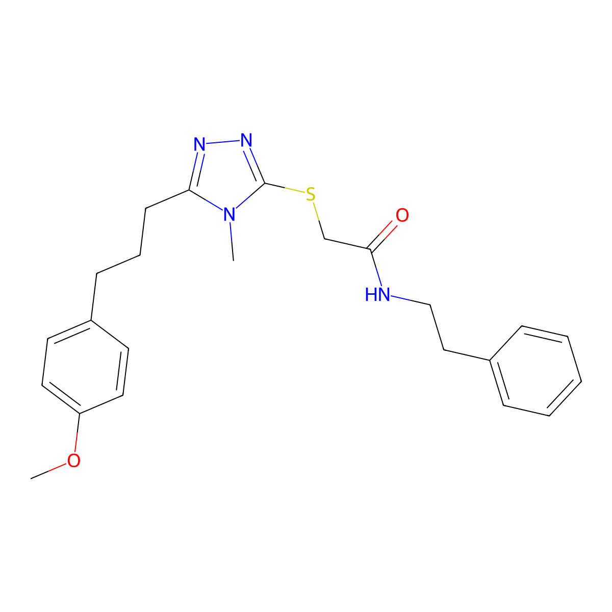 2-({5-[3-(4-methoxyphenyl)propyl]-4-methyl-4H-1,2,4-triazol-3-yl}sulfanyl)-N-(2-phenylethyl)acetamide molecular structure, CAS 708246-38-2