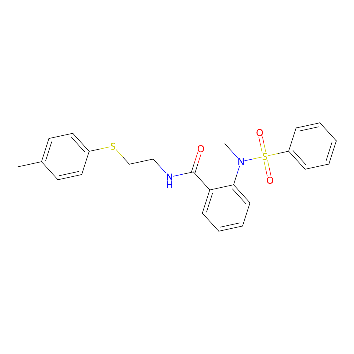 2-[benzenesulfonyl(methyl)amino]-N-[2-(4-methylphenyl)sulfanylethyl]benzamide molecular structure, CAS 708246-44-0