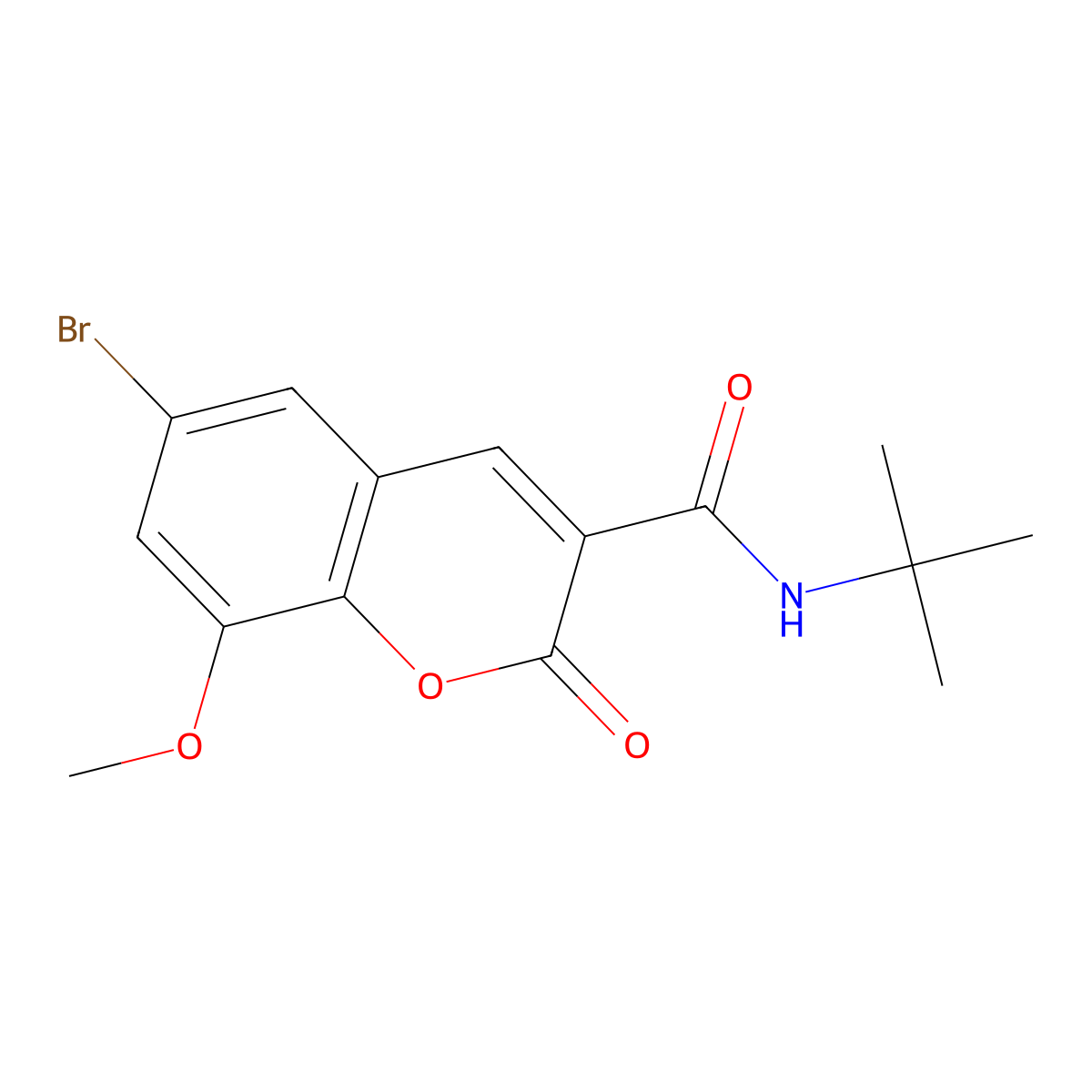 6-bromo-N-tert-butyl-8-methoxy-2-oxochromene-3-carboxamide molecular structure, CAS 708246-47-3