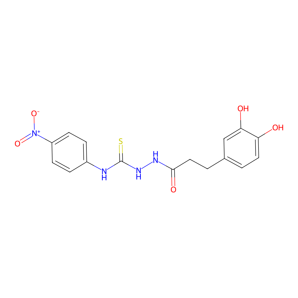 1-[3-(3,4-Dihydroxyphenyl)propanoylamino]-3-(4-nitrophenyl)thiourea molecular structure, CAS 708246-54-2