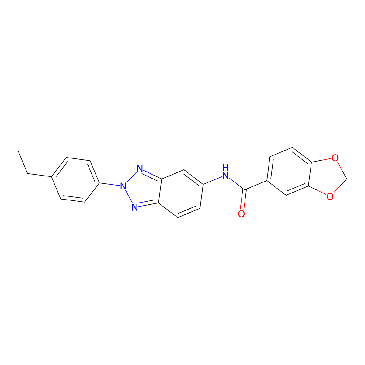 N-[2-(4-ethylphenyl)-2H-1,2,3-benzotriazol-5-yl]-1,3-benzodioxole-5-carboxamide molecular structure, CAS 708246-55-3