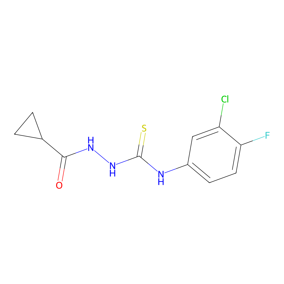 1-(3-Chloro-4-fluorophenyl)-3-(cyclopropanecarbonylamino)thiourea molecular structure, CAS 708246-68-8