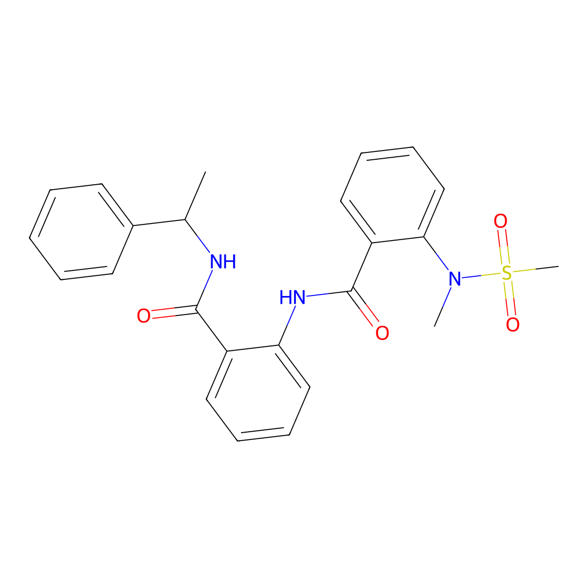 2-[[2-[methyl(methylsulfonyl)amino]benzoyl]amino]-N-(1-phenylethyl)benzamide molecular structure, CAS 708246-76-8
