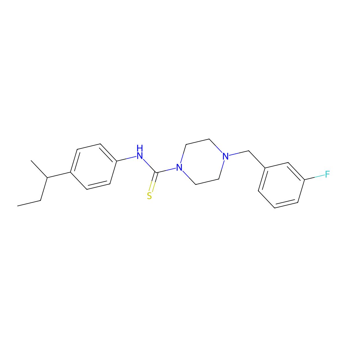 N-(4-butan-2-ylphenyl)-4-[(3-fluorophenyl)methyl]piperazine-1-carbothioamide molecular structure, CAS 708246-81-5