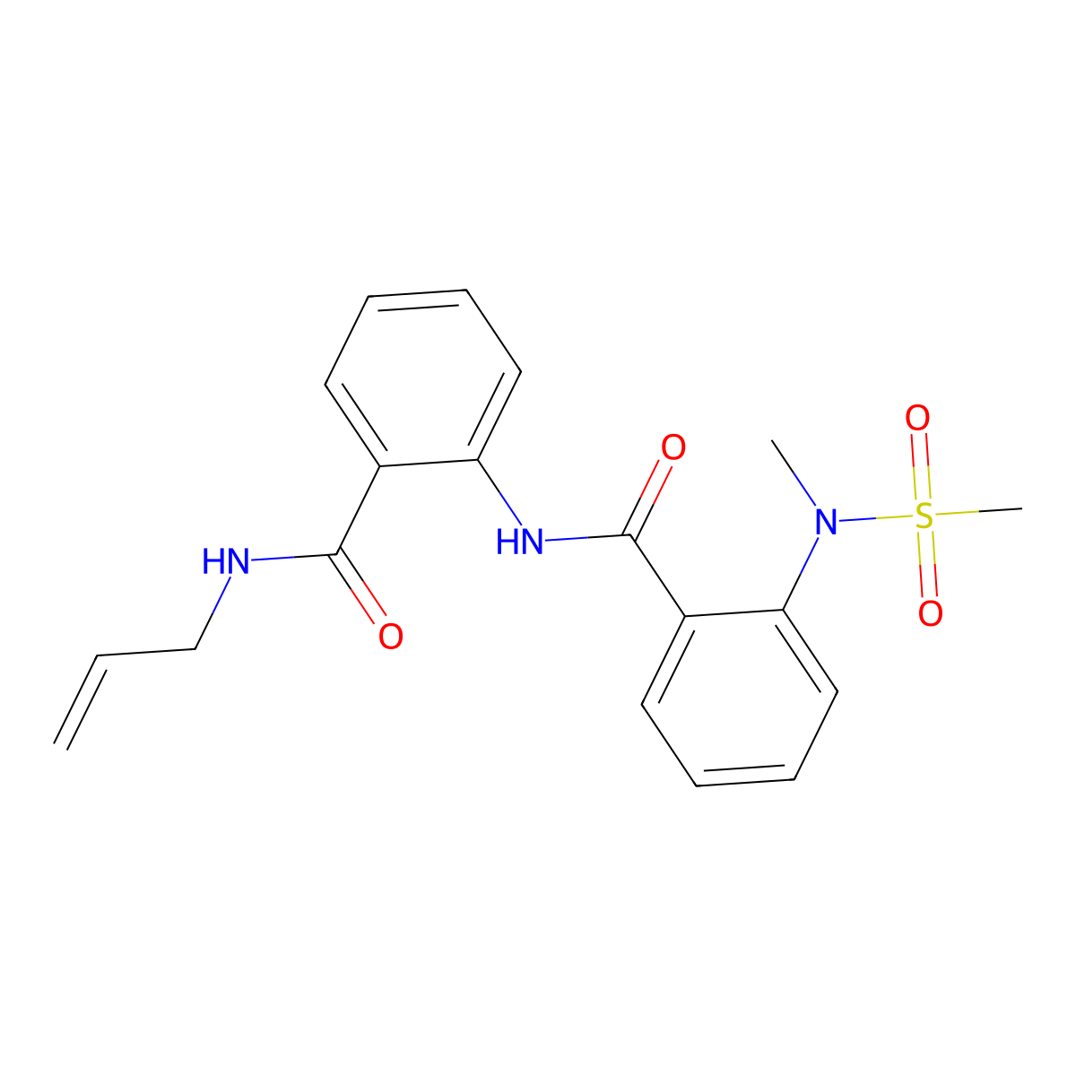 N-{2-[(allylamino)carbonyl]phenyl}-2-[methyl(methylsulfonyl)amino]benzamide molecular structure, CAS 708246-84-8