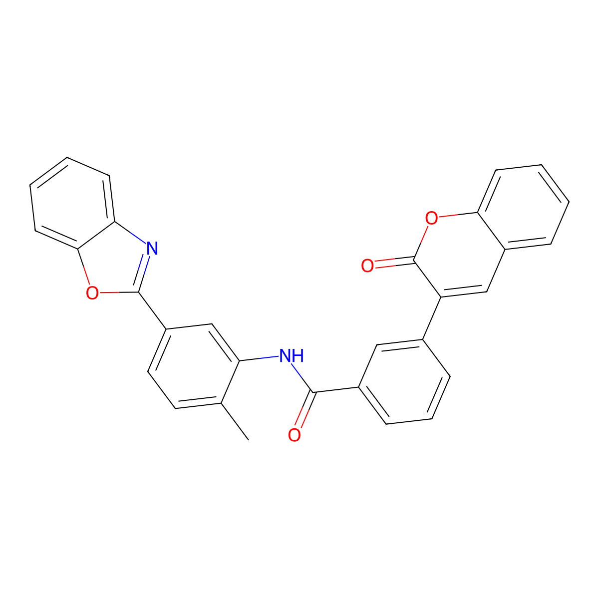 N-[5-(1,3-benzoxazol-2-yl)-2-methylphenyl]-3-(2-oxo-2H-chromen-3-yl)benzamide molecular structure, CAS 708247-04-5