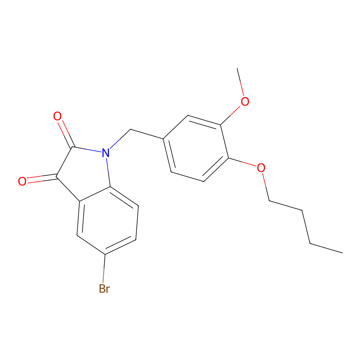 5-Bromo-1-(4-butoxy-3-methoxybenzyl)indoline-2,3-dione molecular structure, CAS 708247-32-9