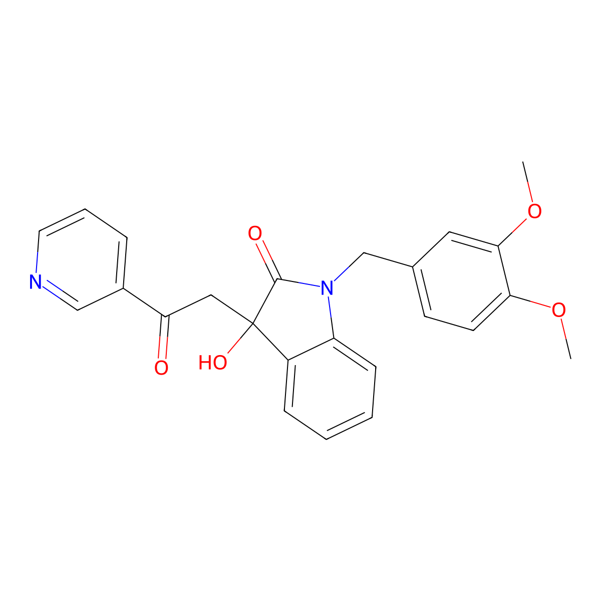 1-[(3,4-Dimethoxyphenyl)methyl]-3-hydroxy-3-(2-oxo-2-pyridin-3-ylethyl)indol-2-one molecular structure, CAS 708247-45-4