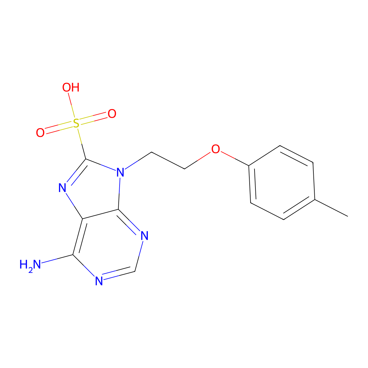 6-Amino-9-[2-(4-methylphenoxy)ethyl]purine-8-sulfonic acid molecular structure, CAS 708247-48-7