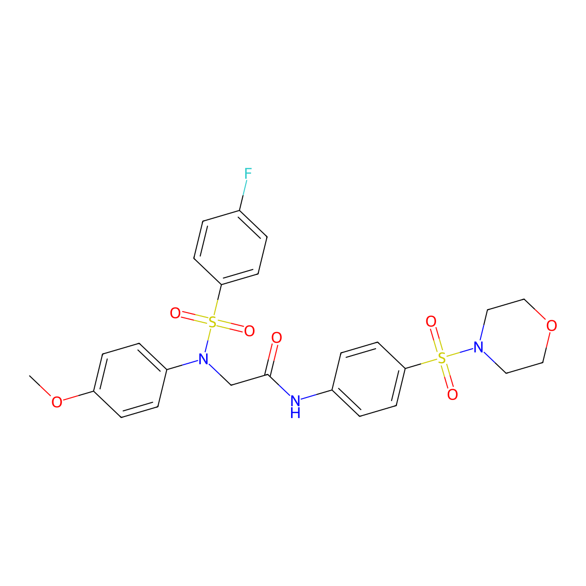 2-(N-(4-fluorophenyl)sulfonyl-4-methoxyanilino)-N-(4-morpholin-4-ylsulfonylphenyl)acetamide molecular structure, CAS 708247-66-9