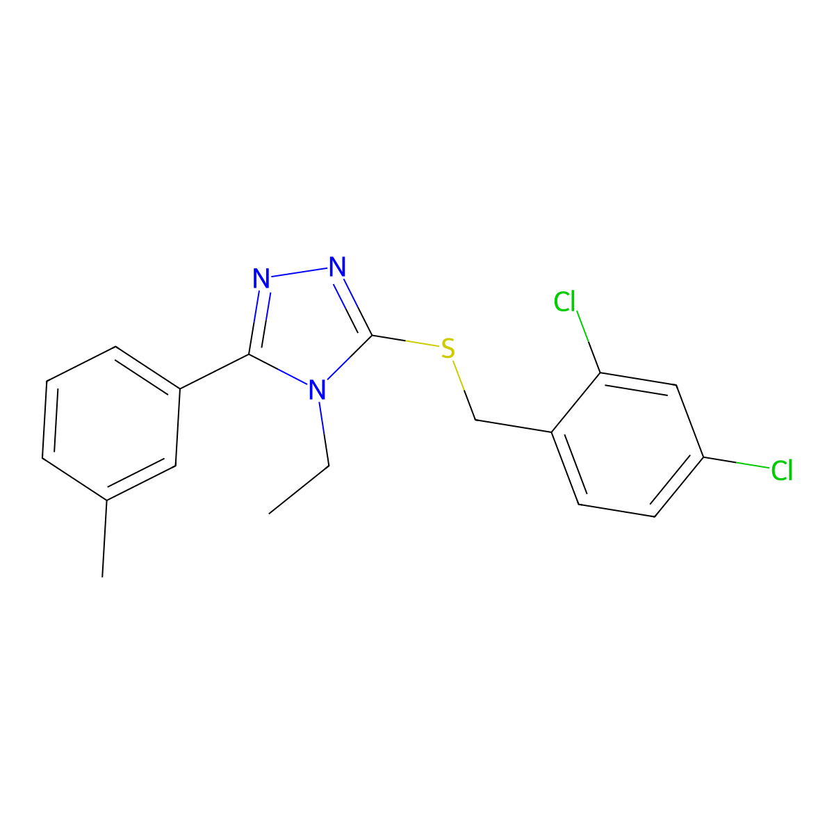 3-[(2,4-dichlorobenzyl)sulfanyl]-4-ethyl-5-(3-methylphenyl)-4H-1,2,4-triazole molecular structure, CAS 708247-74-9
