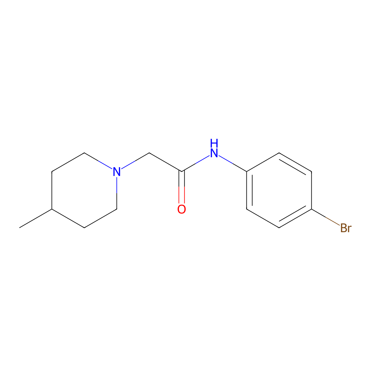 N-(4-bromophenyl)-2-(4-methylpiperidin-1-yl)acetamide molecular structure, CAS 708247-83-0