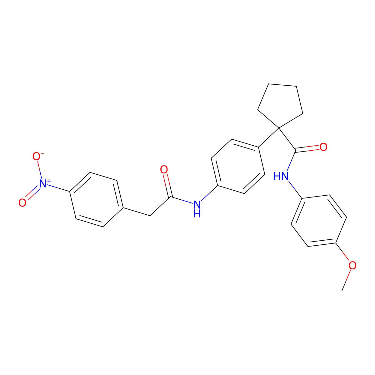 N-(4-methoxyphenyl)-1-[4-[[2-(4-nitrophenyl)acetyl]amino]phenyl]cyclopentane-1-carboxamide molecular structure, CAS 708247-91-0