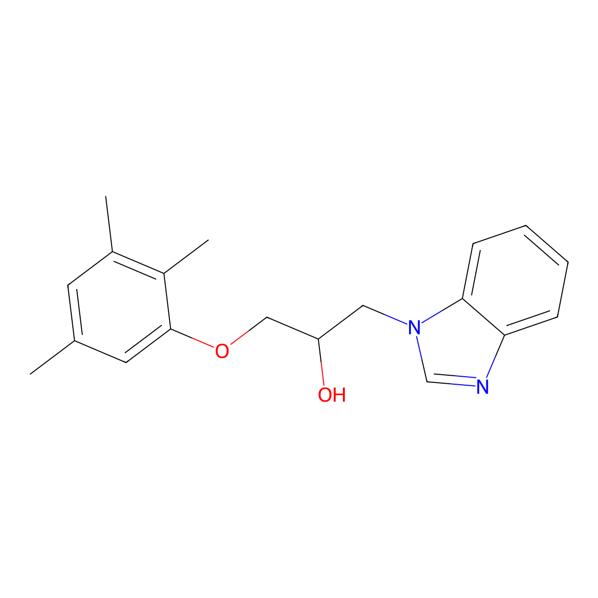1-Benzimidazolyl-3-(2,3,5-trimethylphenoxy)propan-2-ol molecular structure, CAS 708247-95-4