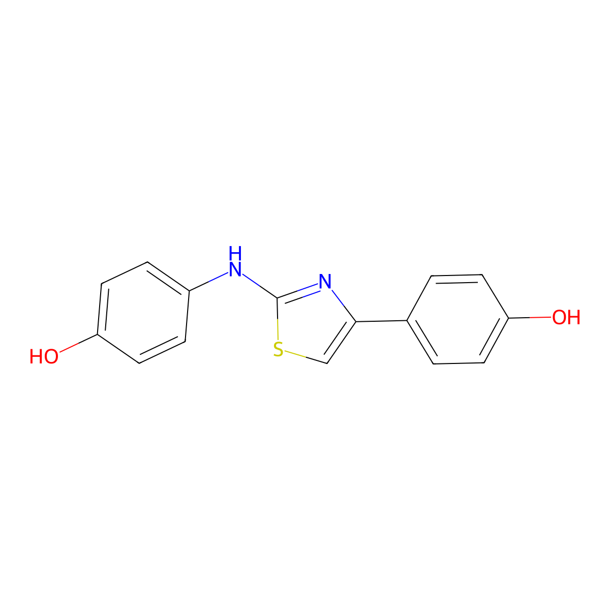 4-{2-[(4-Hydroxyphenyl)amino]-1,3-thiazol-4-yl}phenol molecular structure, CAS 708247-97-6