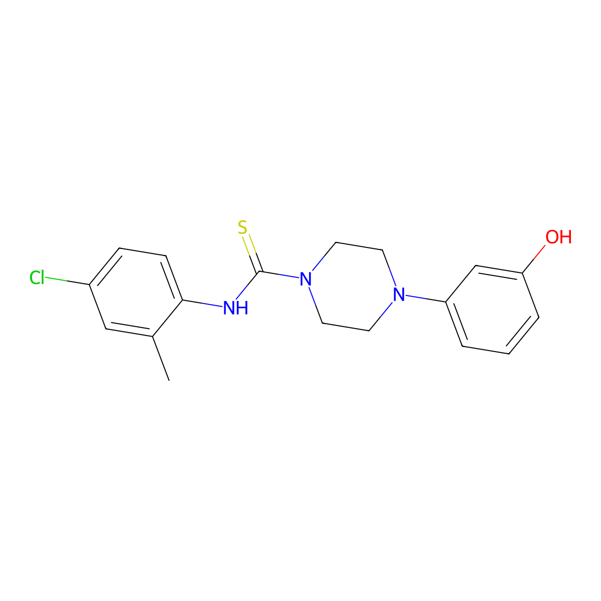 N-(4-chloro-2-methylphenyl)-4-(3-hydroxyphenyl)piperazine-1-carbothioamide molecular structure, CAS 708248-00-4