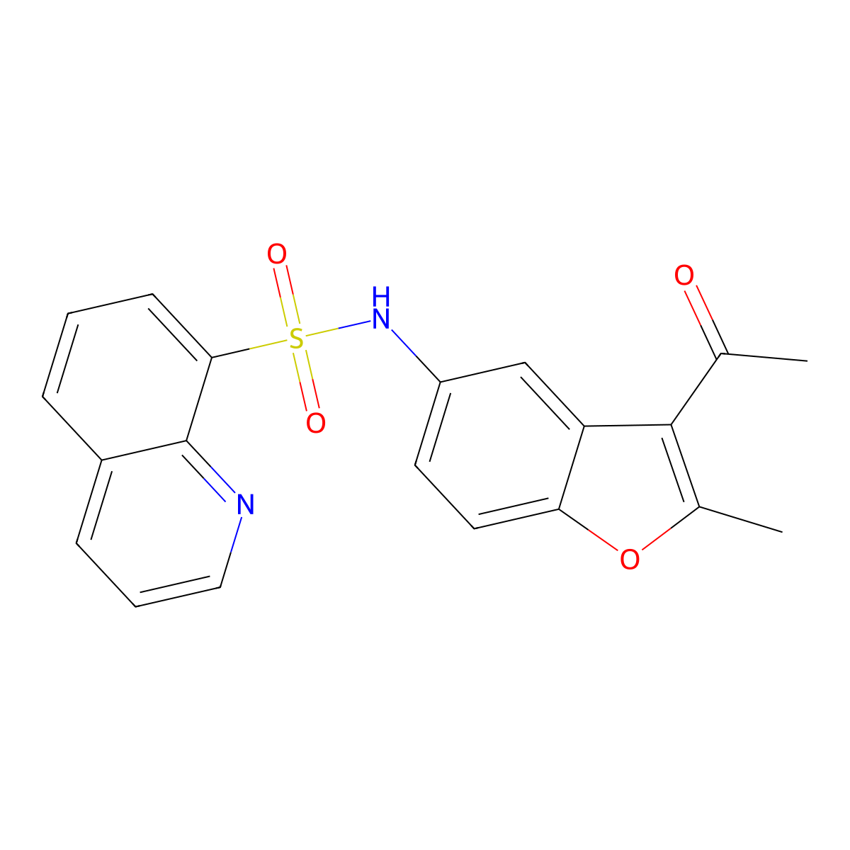 N-(3-acetyl-2-methyl-1-benzofuran-5-yl)quinoline-8-sulfonamide molecular structure, CAS 708248-05-9