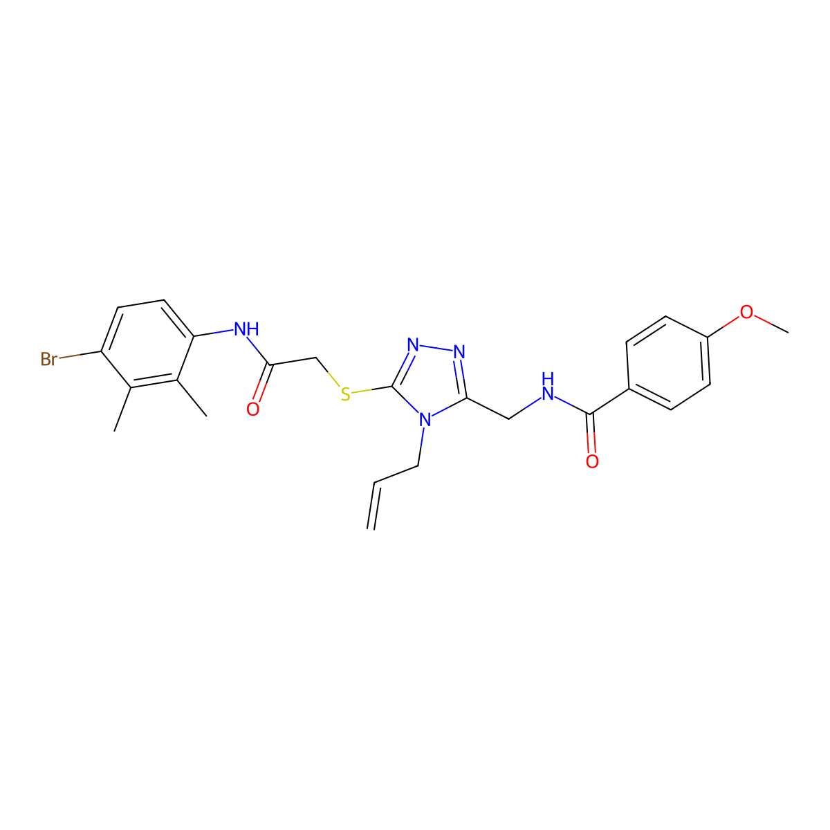 N-[[5-[2-(4-bromo-2,3-dimethylanilino)-2-oxoethyl]sulfanyl-4-prop-2-enyl-1,2,4-triazol-3-yl]methyl]-4-methoxybenzamide molecular structure, CAS 708248-21-9