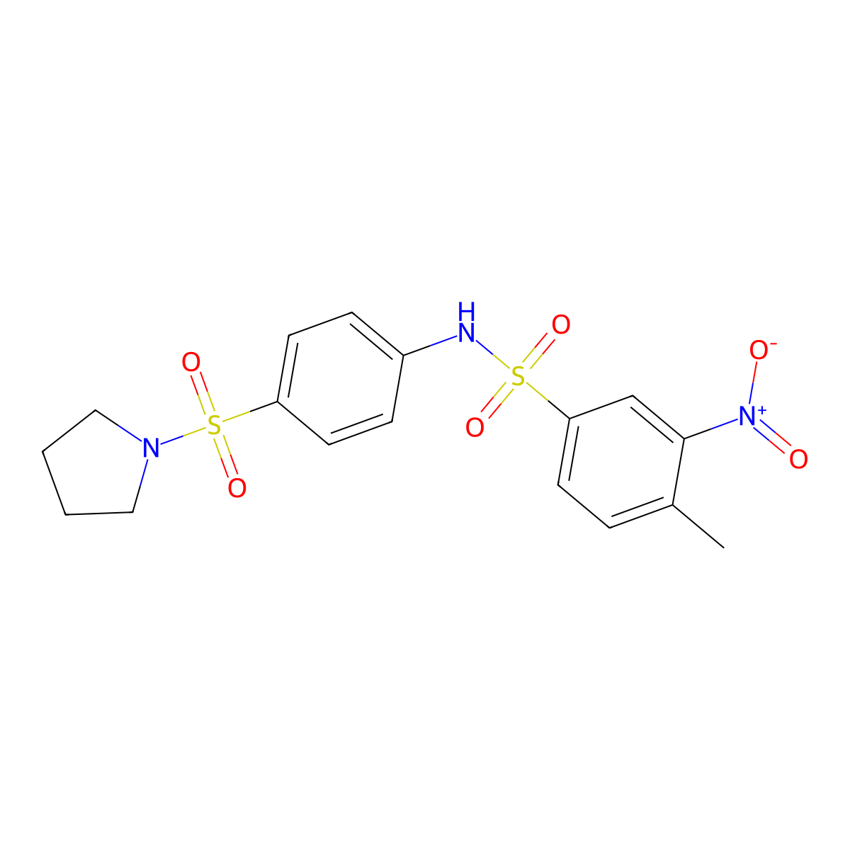 4-methyl-3-nitro-N-[4-(1-pyrrolidinylsulfonyl)phenyl]benzenesulfonamide molecular structure, CAS 708248-25-3