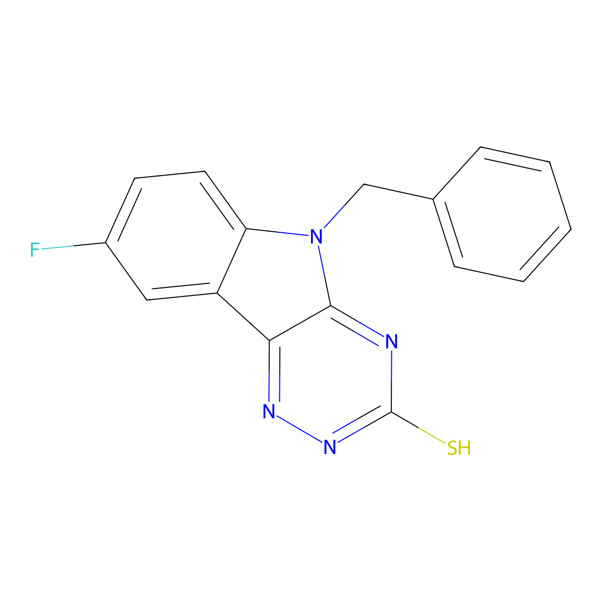 5-Benzyl-8-fluoro-5H-[1,2,4]triazino[5,6-b]indole-3-thiol molecular structure, CAS 708248-27-5