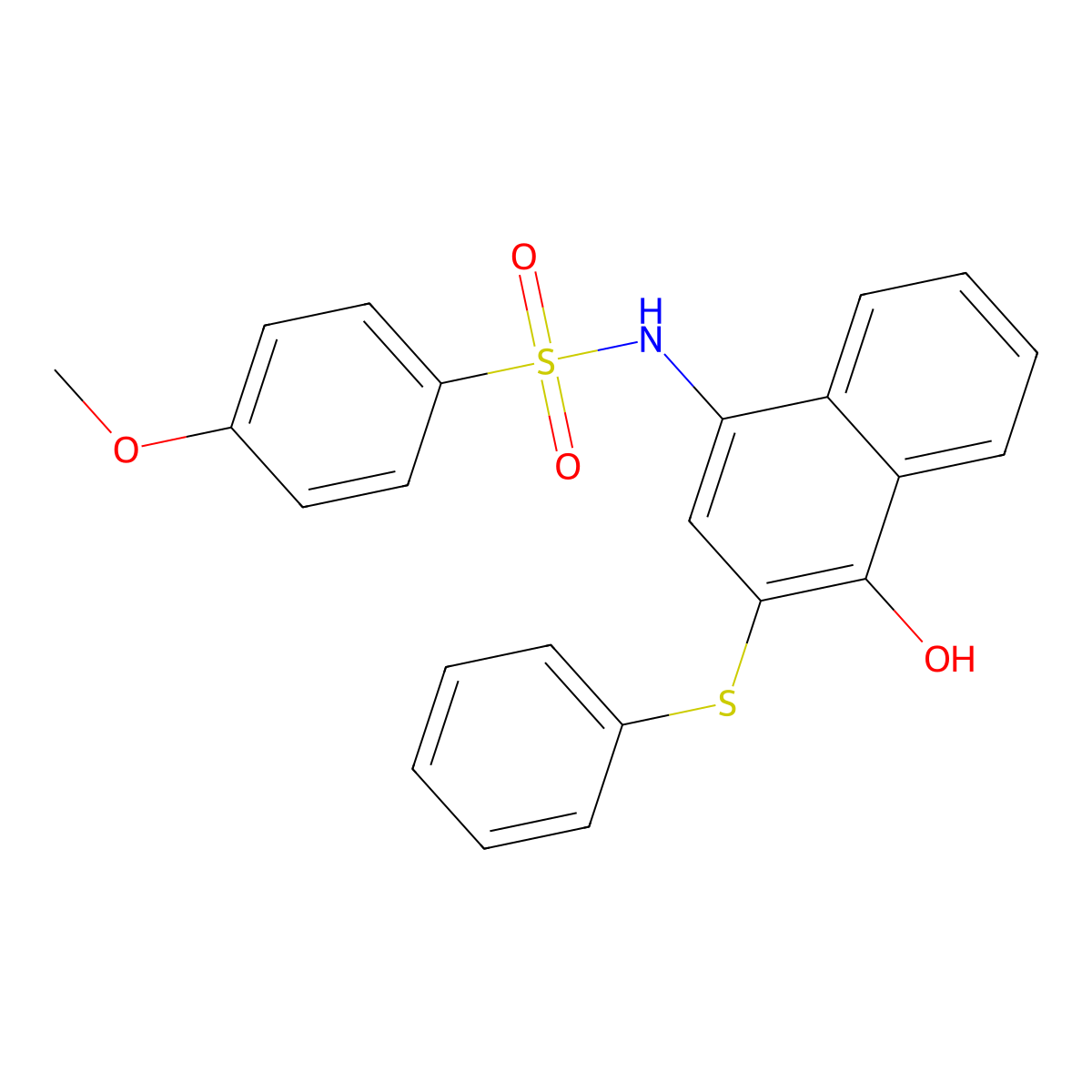 N-(4-hydroxy-3-phenylsulfanylnaphthalen-1-yl)-4-methoxybenzenesulfonamide molecular structure, CAS 708248-39-9