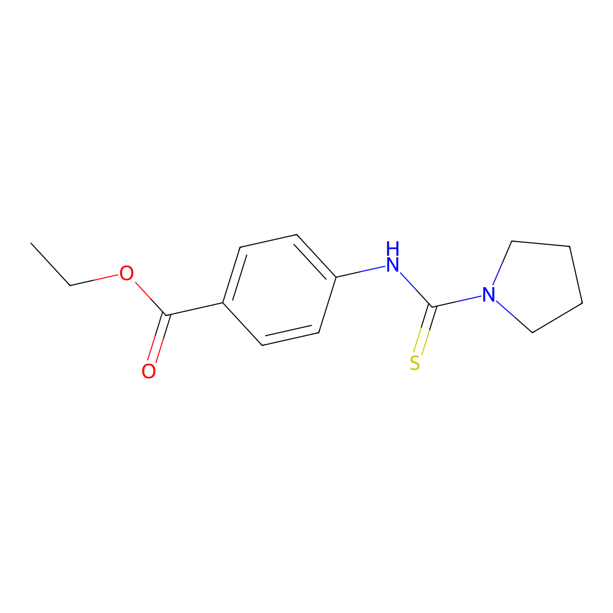 Ethyl 4-[(pyrrolidinylthioxomethyl)amino]benzoate molecular structure, CAS 708248-45-7