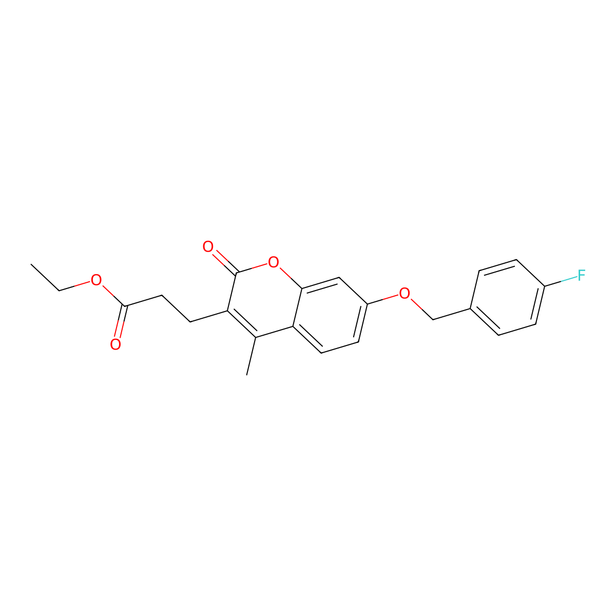 ethyl 3-{7-[(4-fluorobenzyl)oxy]-4-methyl-2-oxo-2H-chromen-3-yl}propanoate molecular structure, CAS 708248-64-0