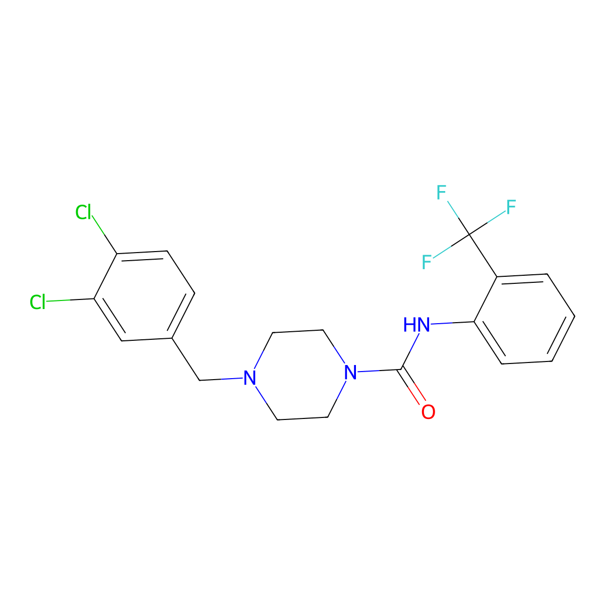 4-[(3,4-dichlorophenyl)methyl]-N-[2-(trifluoromethyl)phenyl]piperazine-1-carboxamide molecular structure, CAS 708248-67-3