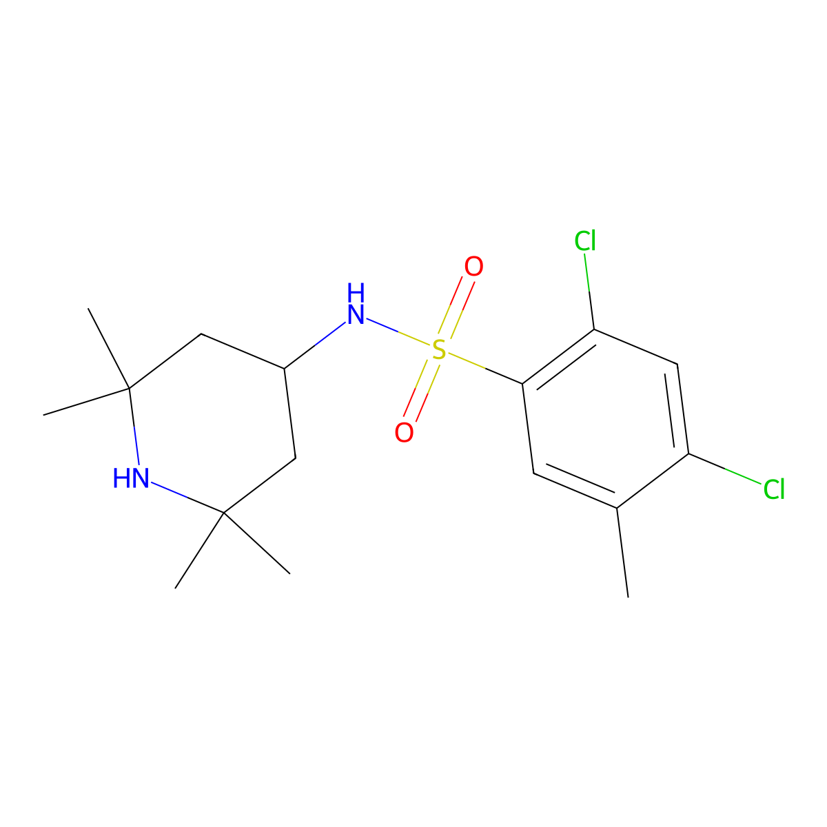 2,4-Dichloro-5-methyl-N-(2,2,6,6-tetramethyl-piperidin-4-yl)-benzenesulfonamide molecular structure, CAS 708248-68-4