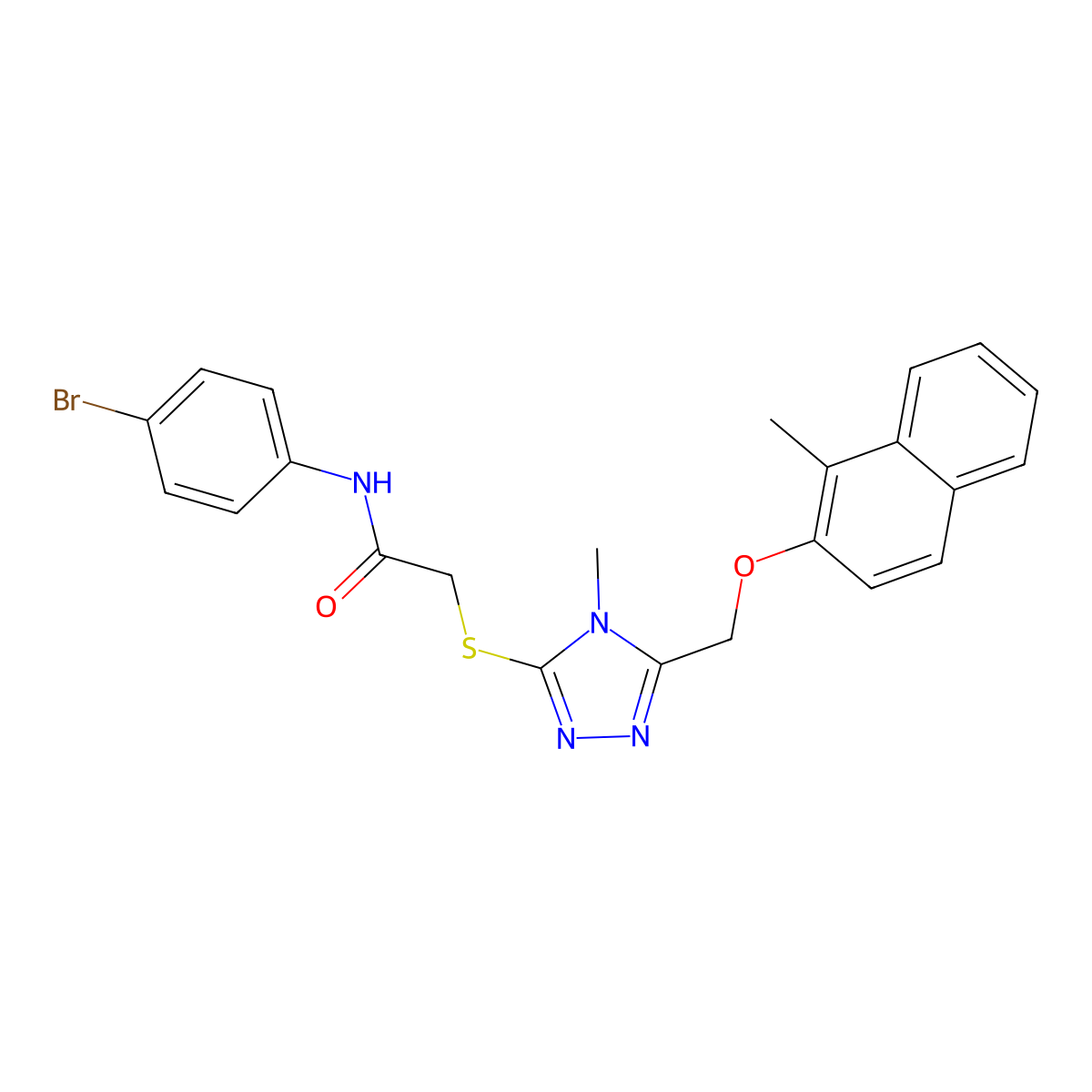 N-(4-bromophenyl)-2-[[4-methyl-5-[(1-methylnaphthalen-2-yl)oxymethyl]-1,2,4-triazol-3-yl]sulfanyl]acetamide molecular structure, CAS 708248-72-0