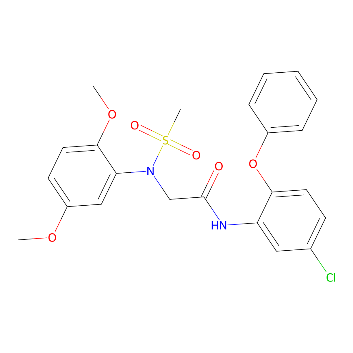 N-(5-chloro-2-phenoxyphenyl)-2-(2,5-dimethoxy-N-methylsulfonylanilino)acetamide molecular structure, CAS 708248-86-6