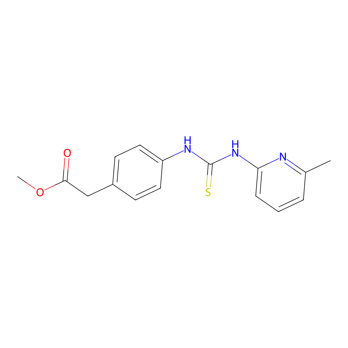 Methyl (4-{[(6-methylpyridin-2-yl)carbamothioyl]amino}phenyl)acetate molecular structure, CAS 708248-89-9