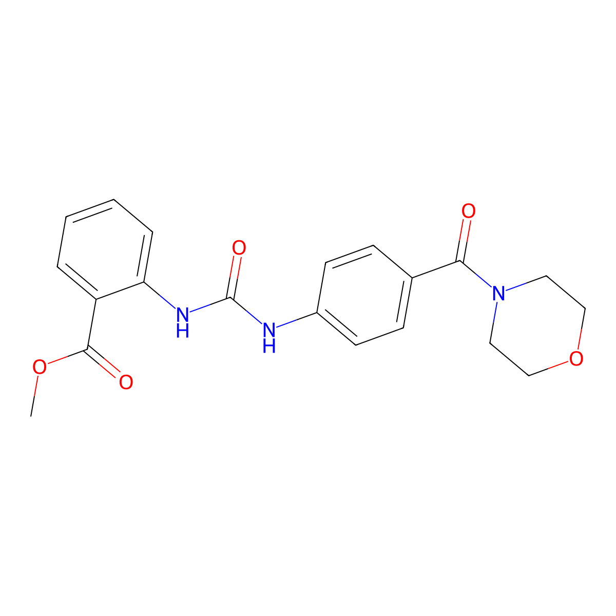 Methyl 2-({[4-(morpholin-4-ylcarbonyl)phenyl]amino}carbonylamino)benzoate molecular structure, CAS 708248-98-0
