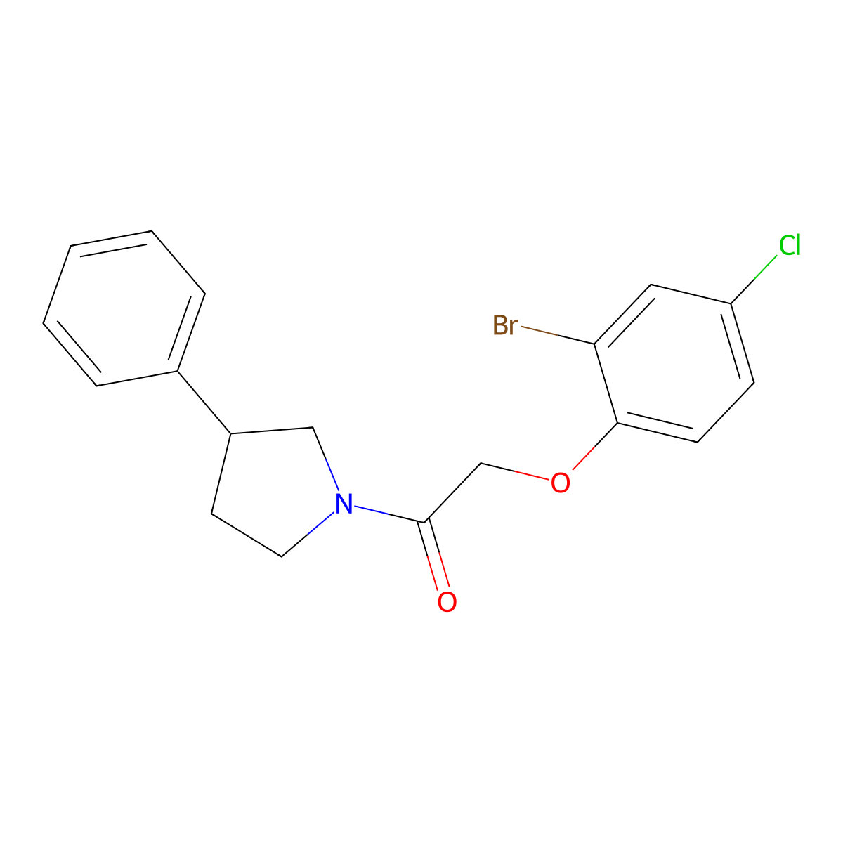 2-(2-Bromo-4-chlorophenoxy)-1-(3-phenylpyrrolidin-1-yl)ethanone molecular structure, CAS 708249-11-0