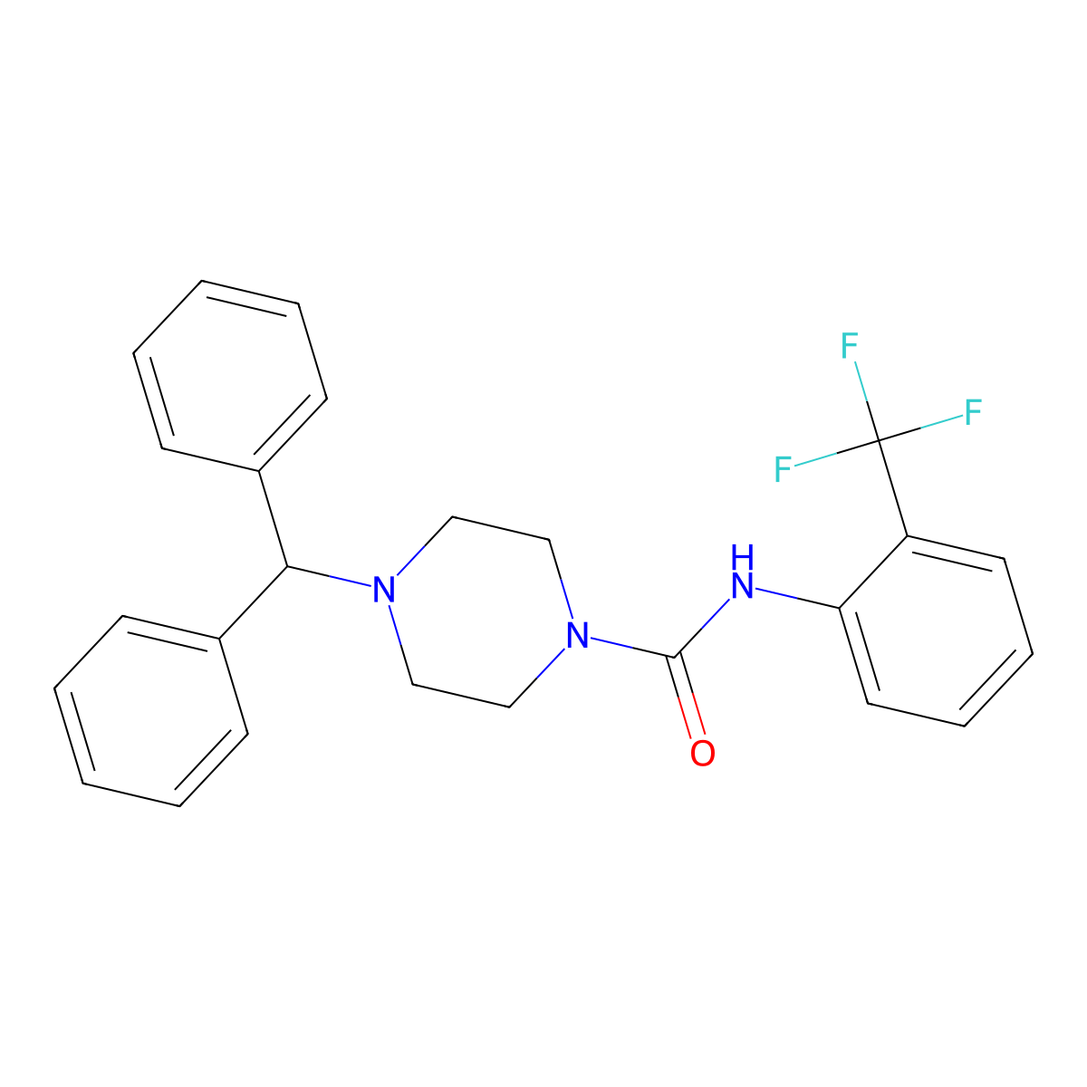 4-benzhydryl-N-[2-(trifluoromethyl)phenyl]piperazine-1-carboxamide molecular structure, CAS 708249-13-2