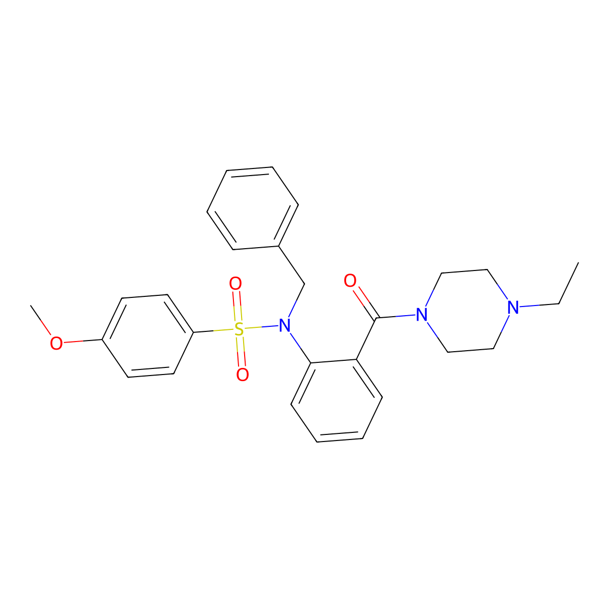 N-benzyl-N-[2-(4-ethylpiperazine-1-carbonyl)phenyl]-4-methoxybenzenesulfonamide molecular structure, CAS 708249-44-9