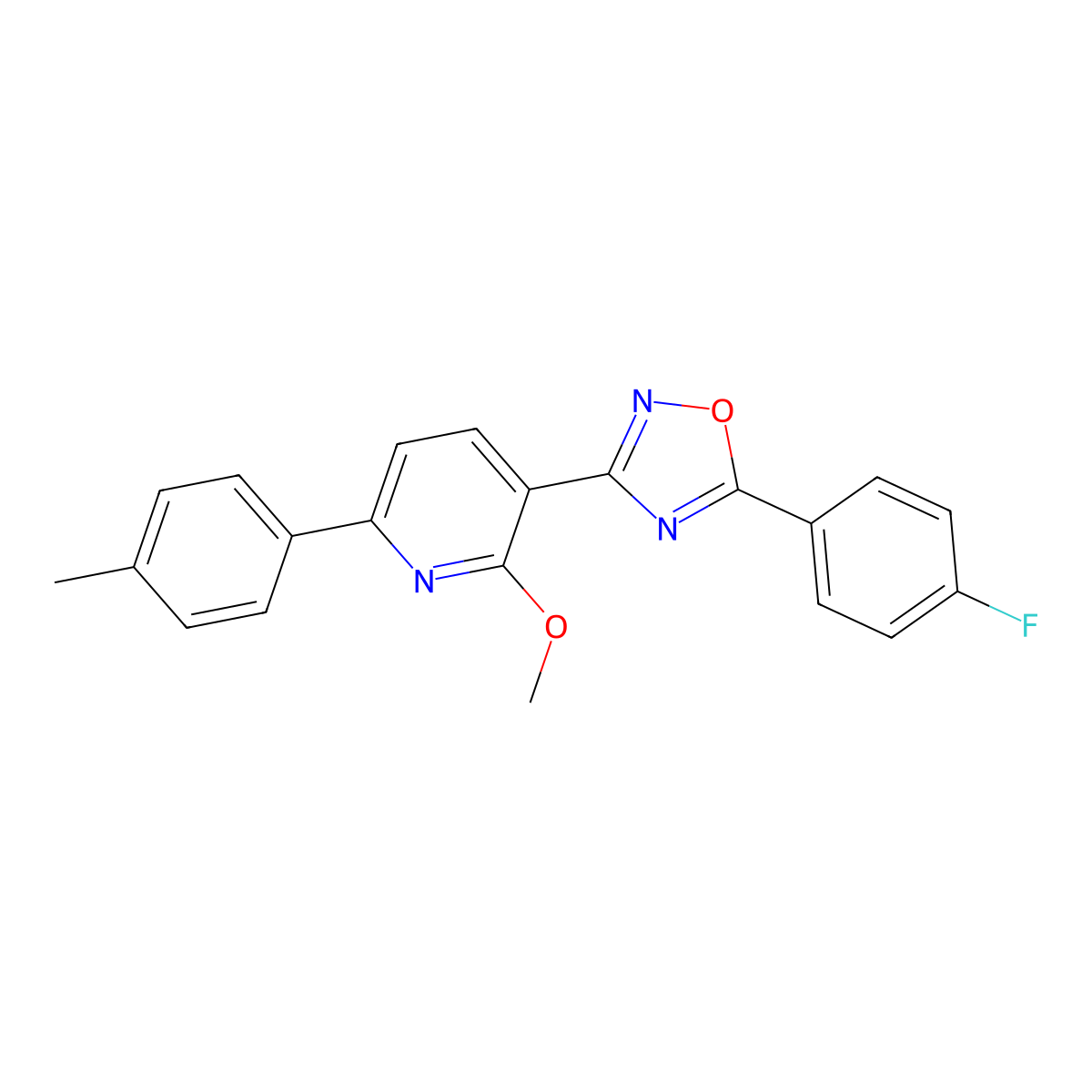 3-[5-(4-Fluorophenyl)-1,2,4-oxadiazol-3-yl]-2-methoxy-6-(4-methylphenyl)pyridine molecular structure, CAS 708249-50-7